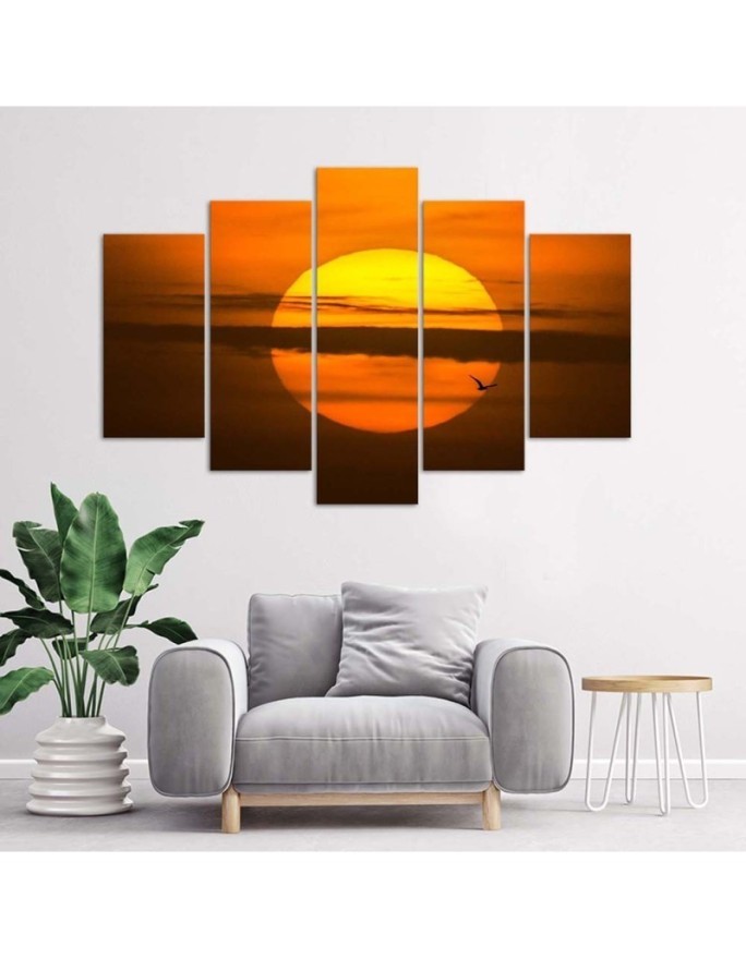 Sunset canvas painting 5 parts for living room | FEEBY