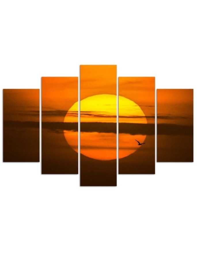 Sunset canvas painting 5 parts for living room | FEEBY