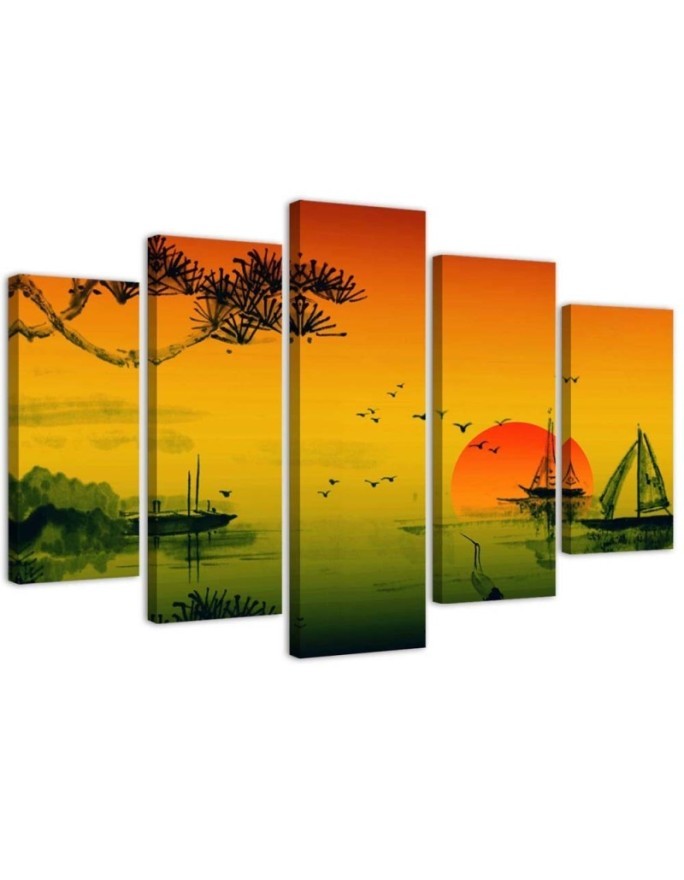 Wall painting for living room Sunset landscape Japan | FEEBY