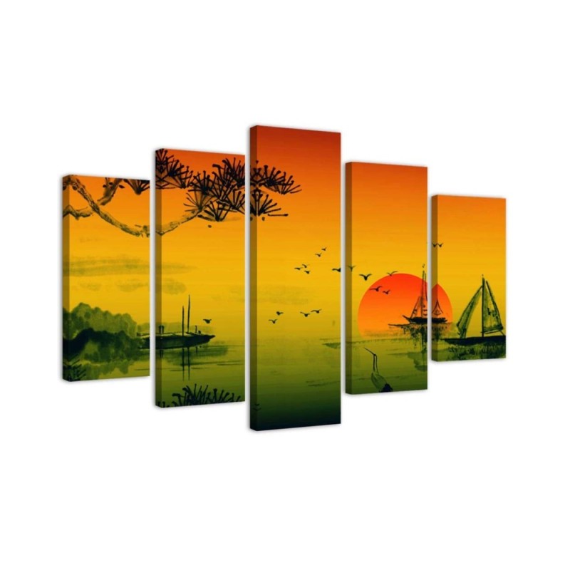 Wall painting for living room Sunset landscape Japan | FEEBY