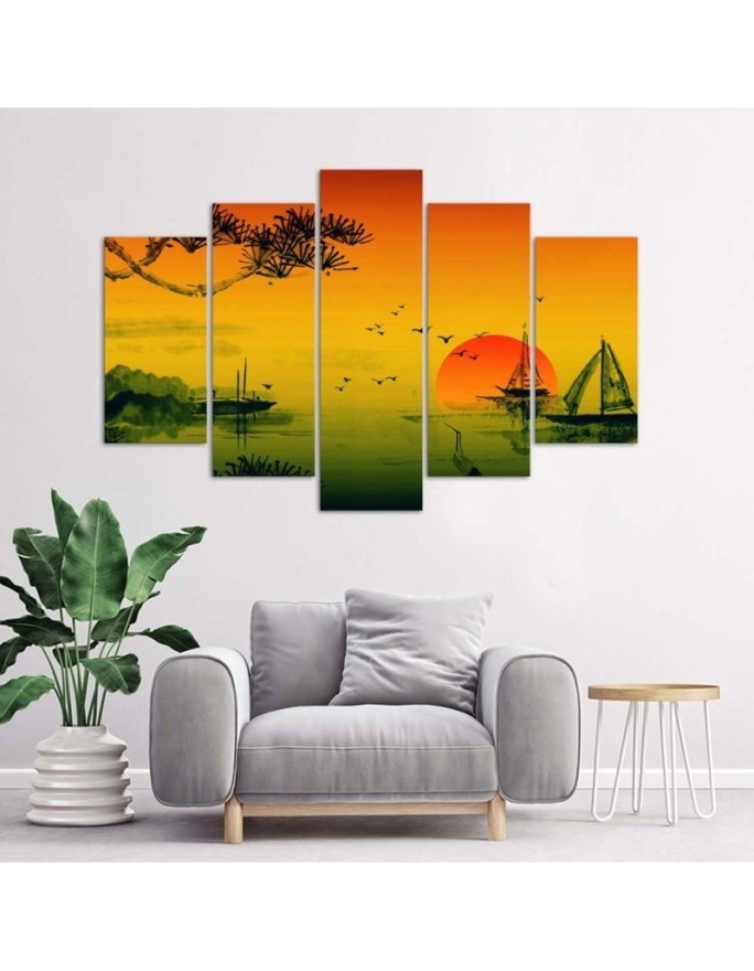 Wall painting for living room Sunset landscape Japan | FEEBY