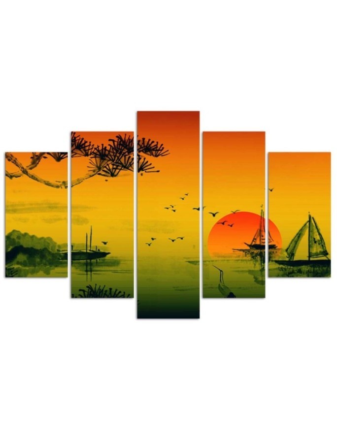 Wall painting for living room Sunset landscape Japan | FEEBY