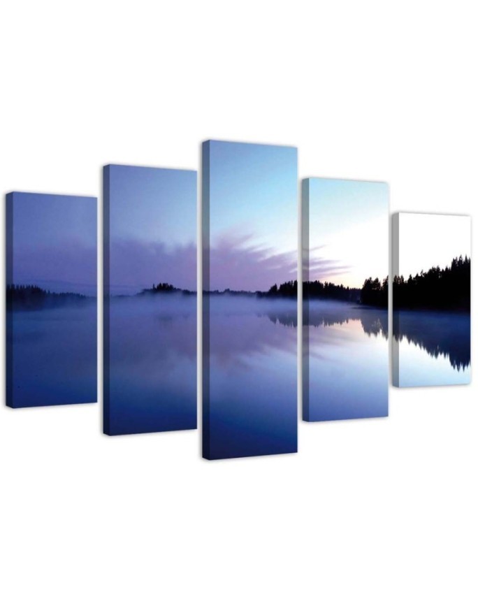 Canvas painting Fog over the lake for living room | FEEBY