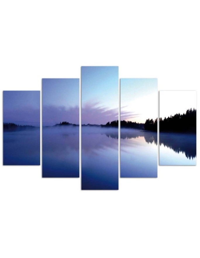Canvas painting Fog over the lake for living room | FEEBY