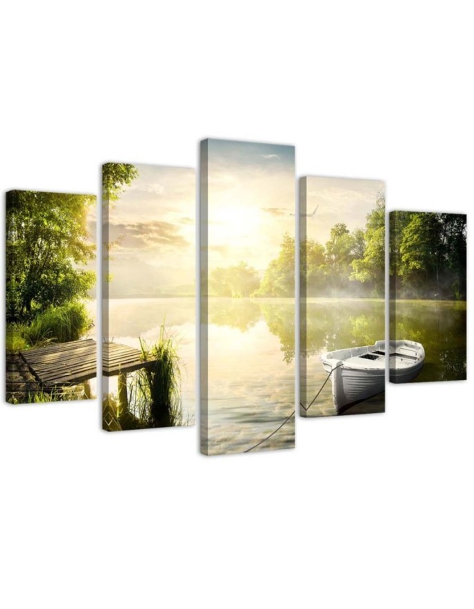 Sunrise over the lake modern wall artpainting | FEEBY