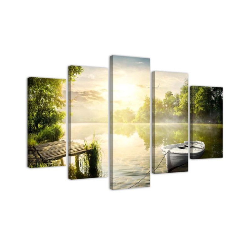 Sunrise over the lake modern wall artpainting | FEEBY