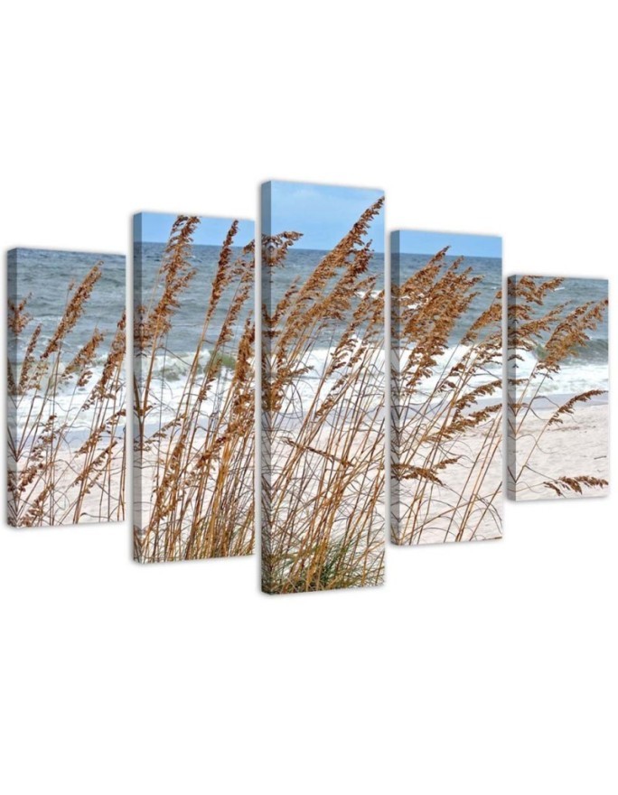 Reeds by the sea canvas painting for living room, bedroom | FEEBY