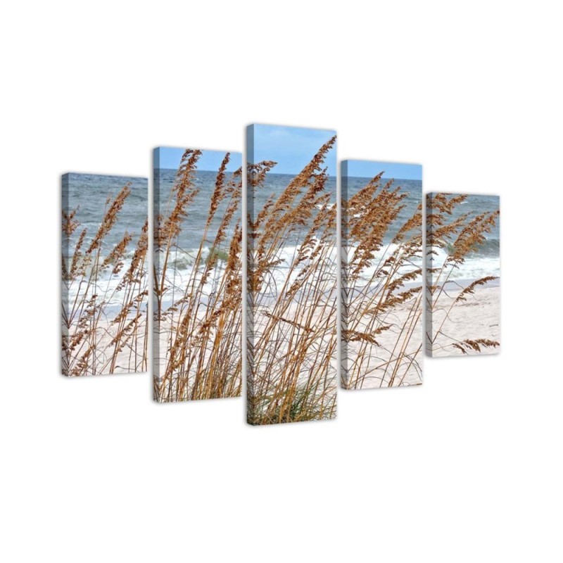 Reeds by the sea canvas painting for living room, bedroom | FEEBY