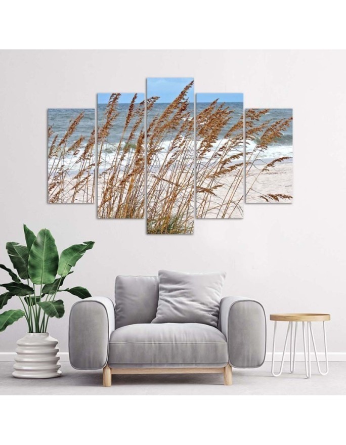 Reeds by the sea canvas painting for living room, bedroom | FEEBY