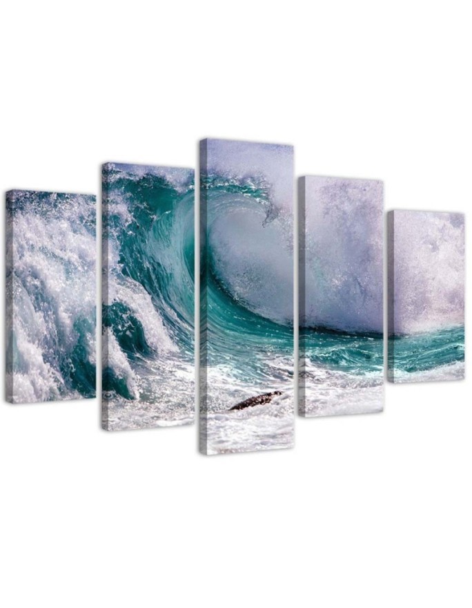 Ocean sea wave 5-part paintings for office, living room | FEEBY