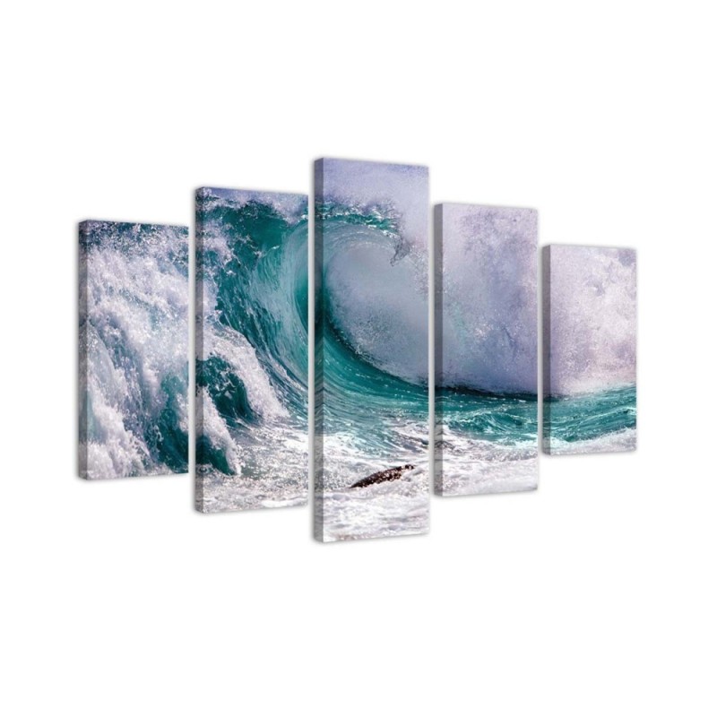 Ocean sea wave 5-part paintings for office, living room | FEEBY