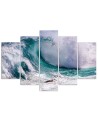 Ocean sea wave 5-part paintings for office, living room | FEEBY