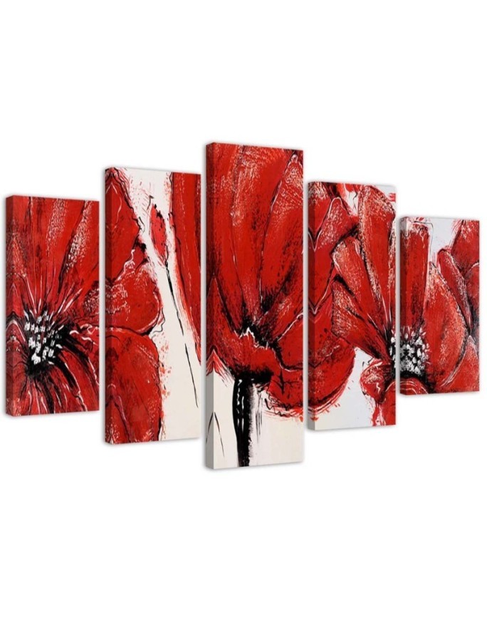 Red poppies flowers paintings for the living room wall | FEEBY
