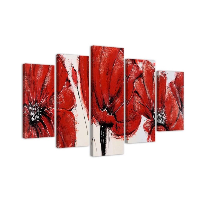 Red poppies flowers paintings for the living room wall | FEEBY
