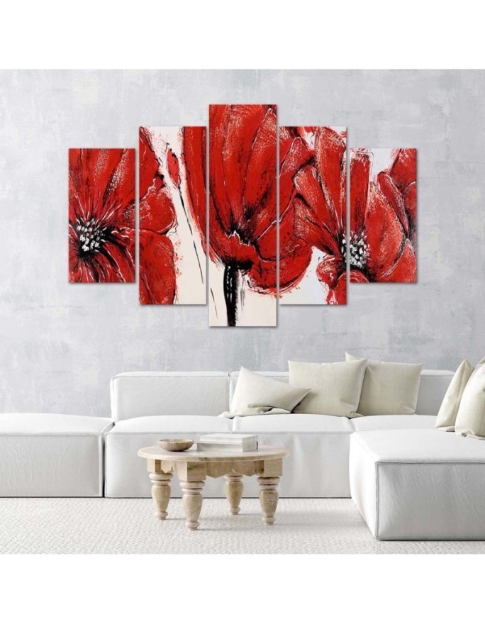 Red poppies flowers paintings for the living room wall | FEEBY