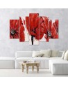 Red poppies flowers paintings for the living room wall | FEEBY