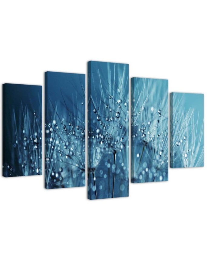 5 Piece Dandelion Blue modern bedroom wall art painting | FEEBY
