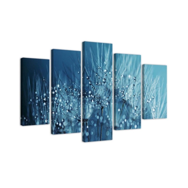 5 Piece Dandelion Blue modern bedroom wall art painting | FEEBY
