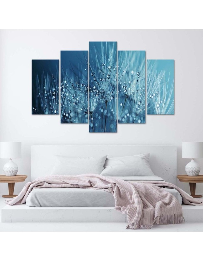 5 Piece Dandelion Blue modern bedroom wall art painting | FEEBY