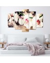 5 Piece White orchid and stones canvas paintings for living room | FEEBY