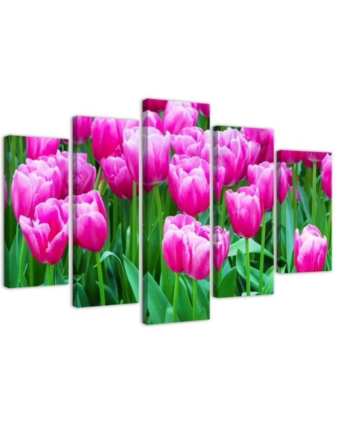 Pink tulips decorative wall painting for living room | FEEBY