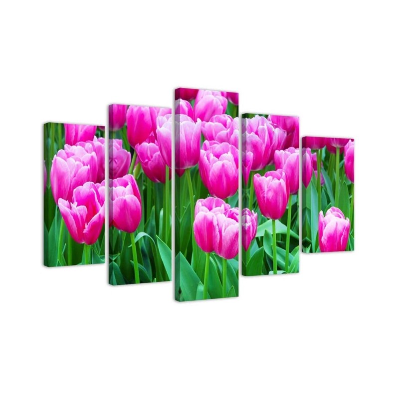 Pink tulips decorative wall painting for living room | FEEBY