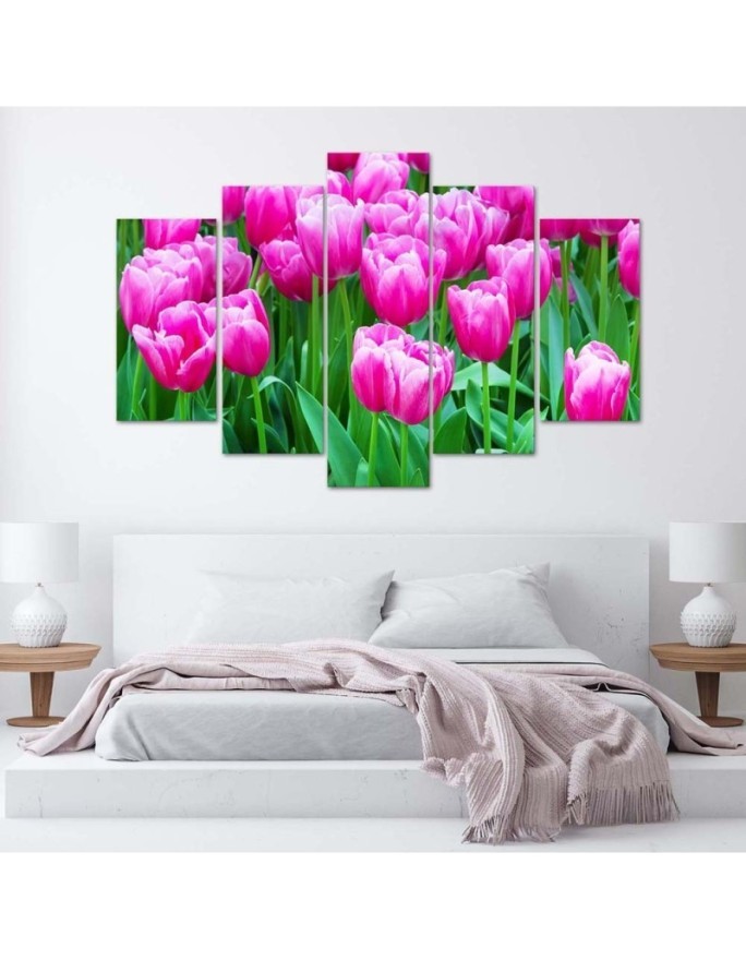Pink tulips decorative wall painting for living room | FEEBY