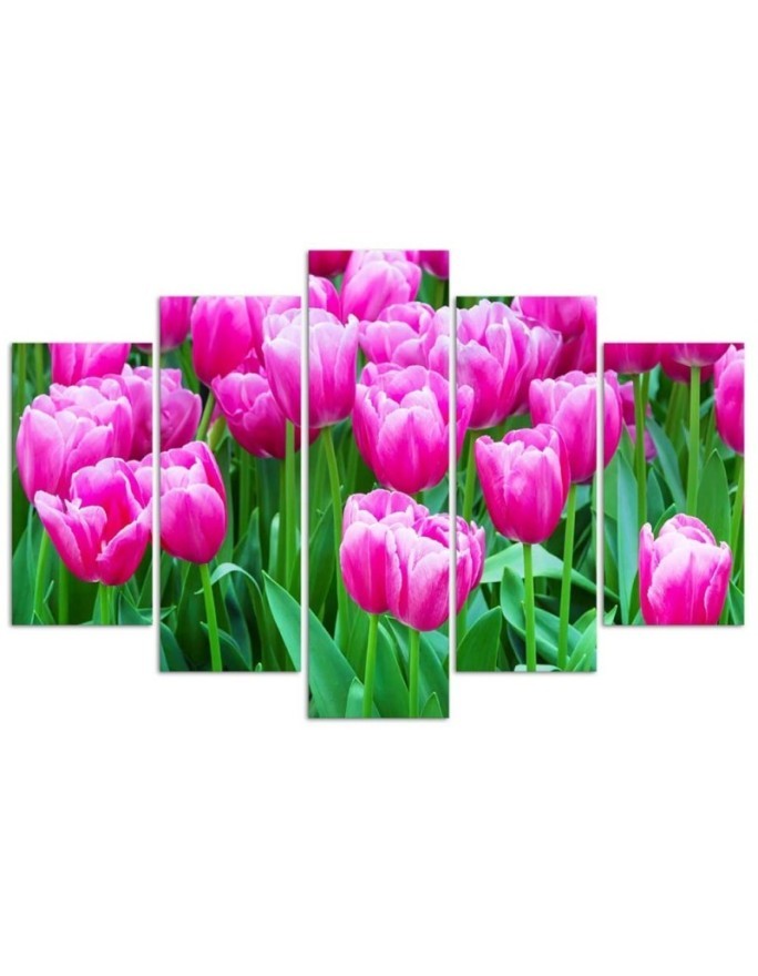 Pink tulips decorative wall painting for living room | FEEBY