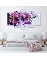 Canvas print 5 parts blooming purple flowers nature | FEEBY
