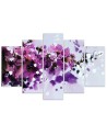 Canvas print 5 parts blooming purple flowers nature | FEEBY