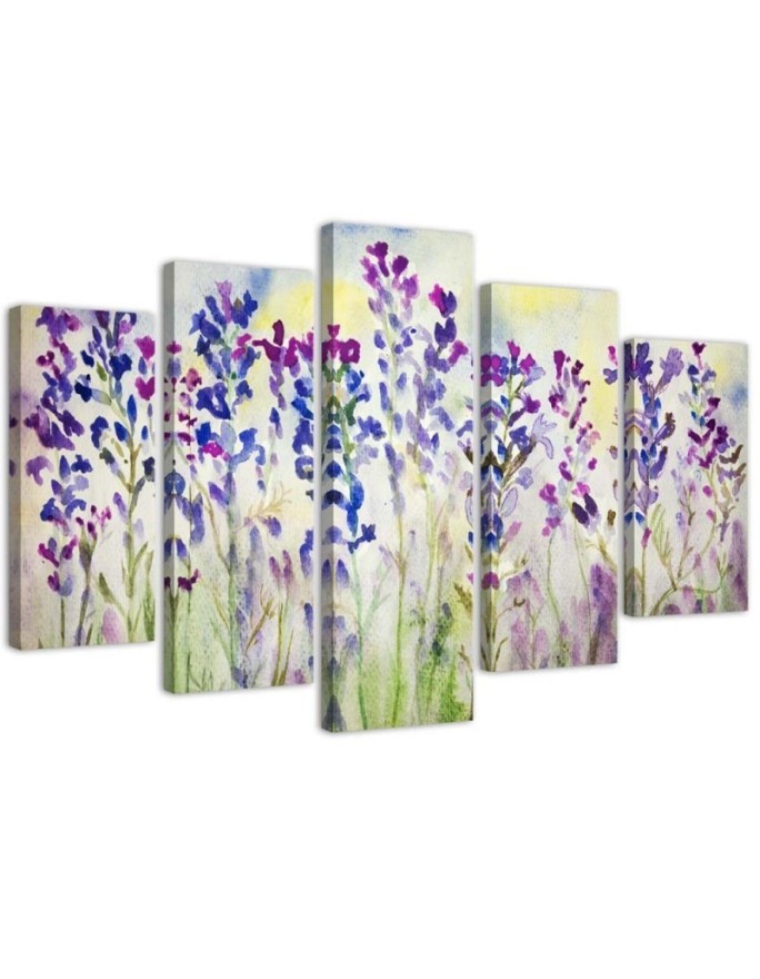 Canvas print Purple field flowers wall painting for room | FEEBY