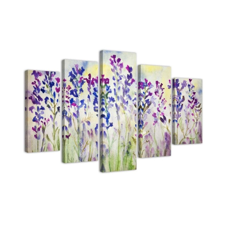 Canvas print Purple field flowers wall painting for room | FEEBY