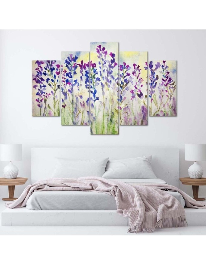 Canvas print Purple field flowers wall painting for room | FEEBY