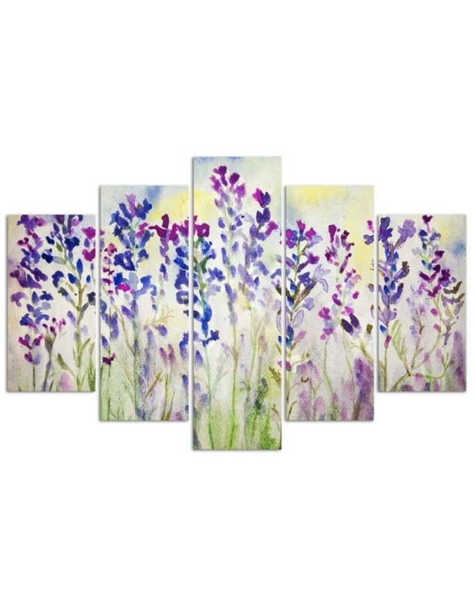 Canvas print Purple field flowers wall painting for room | FEEBY