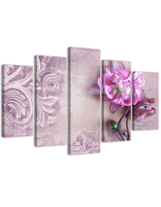 Picture triptych for bedroom Pink flower abstract | FEEBY