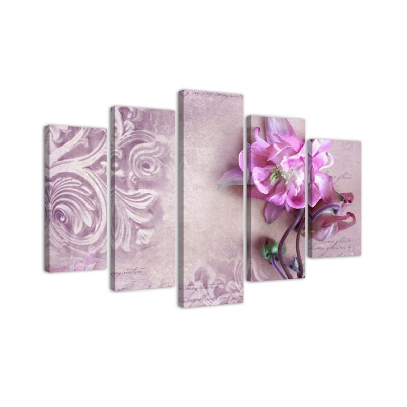 Picture triptych for bedroom Pink flower abstract | FEEBY