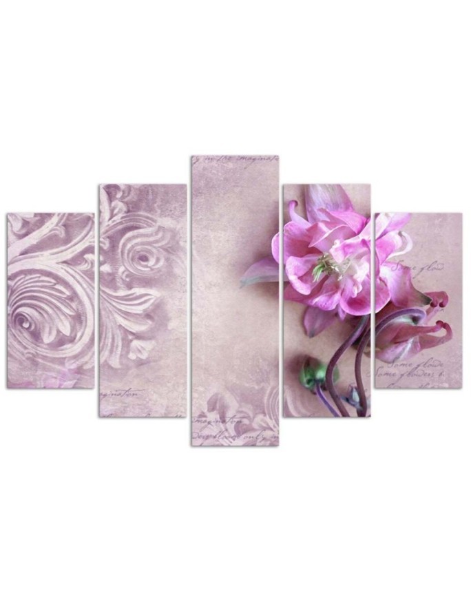 Picture triptych for bedroom Pink flower abstract | FEEBY