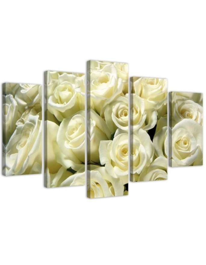 White roses Canvas painting for modern living room wall | FEEBY