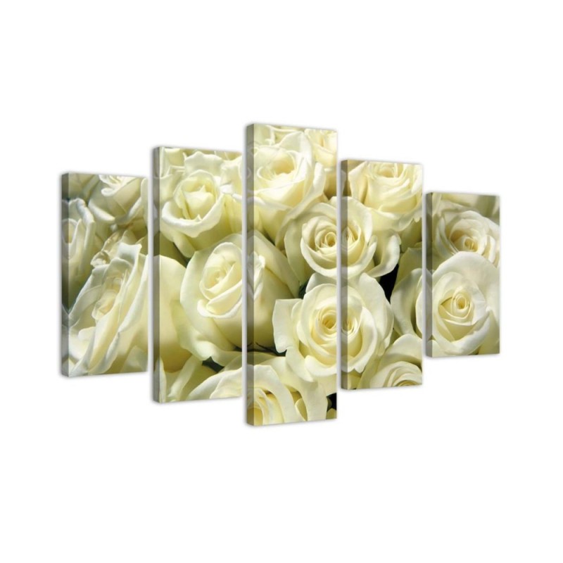 White roses Canvas painting for modern living room wall | FEEBY