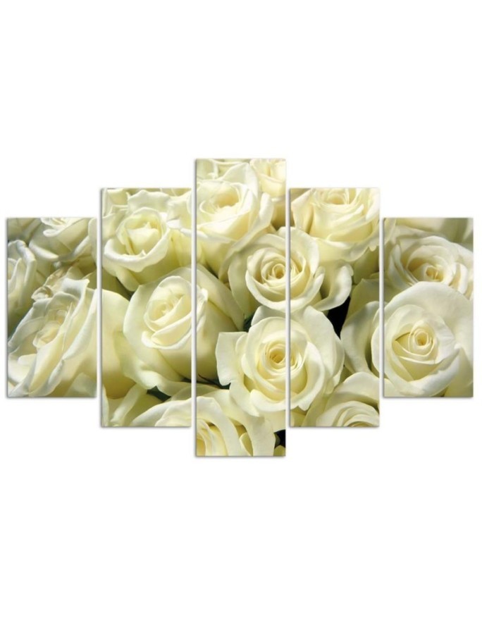 White roses Canvas painting for modern living room wall | FEEBY
