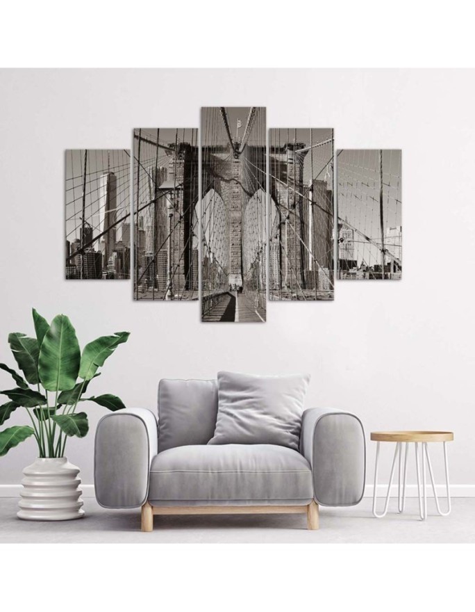 Brooklyn Bridge black and white wall painting for office | FEEBY