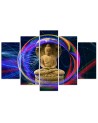 Buddha 5 piece painting on coloured background for living room | FEEBY