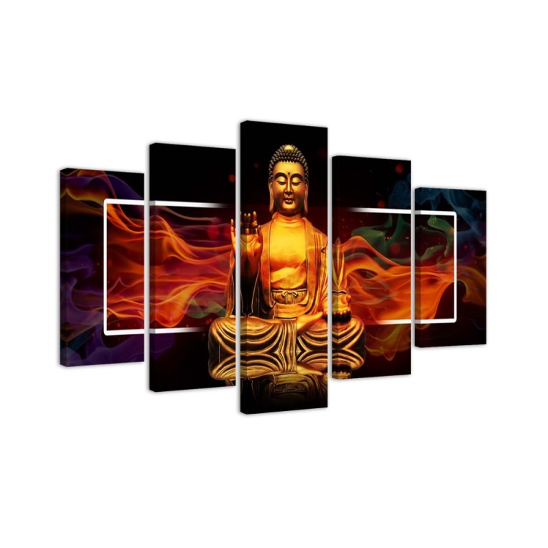 Modern Canvas painting Golden Buddha for living room spa | FEEBY