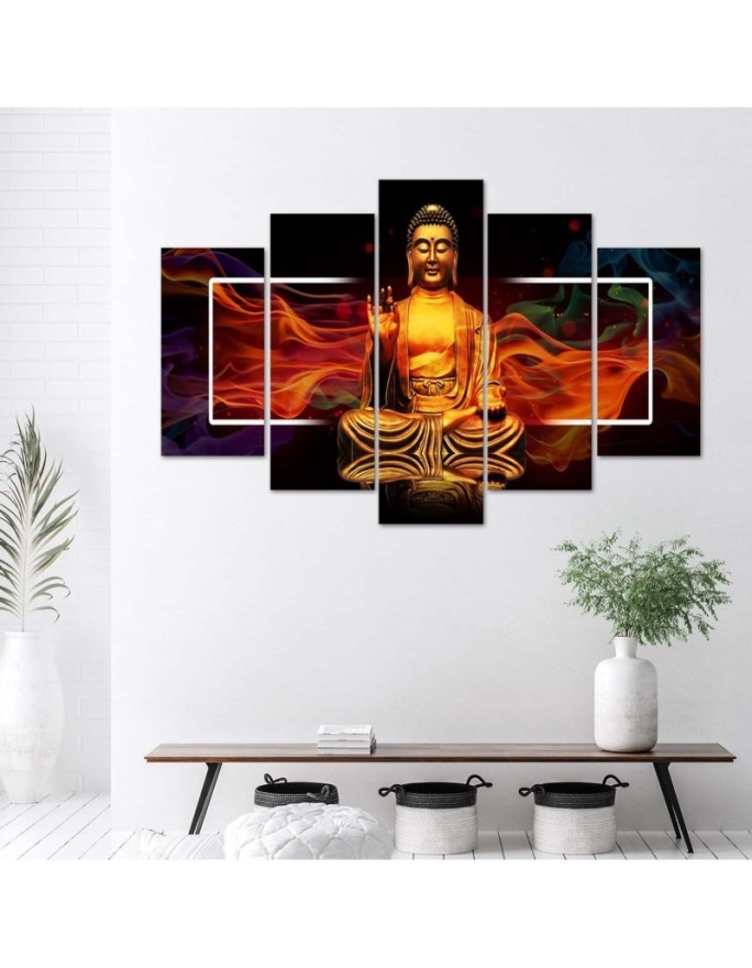 Modern Canvas painting Golden Buddha for living room spa | FEEBY