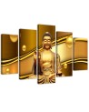Canvas print 5 parts Golden Buddha for living room, bedroom | FEEBY
