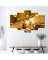 Canvas print 5 parts Golden Buddha for living room, bedroom | FEEBY