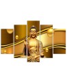 Canvas print 5 parts Golden Buddha for living room, bedroom | FEEBY