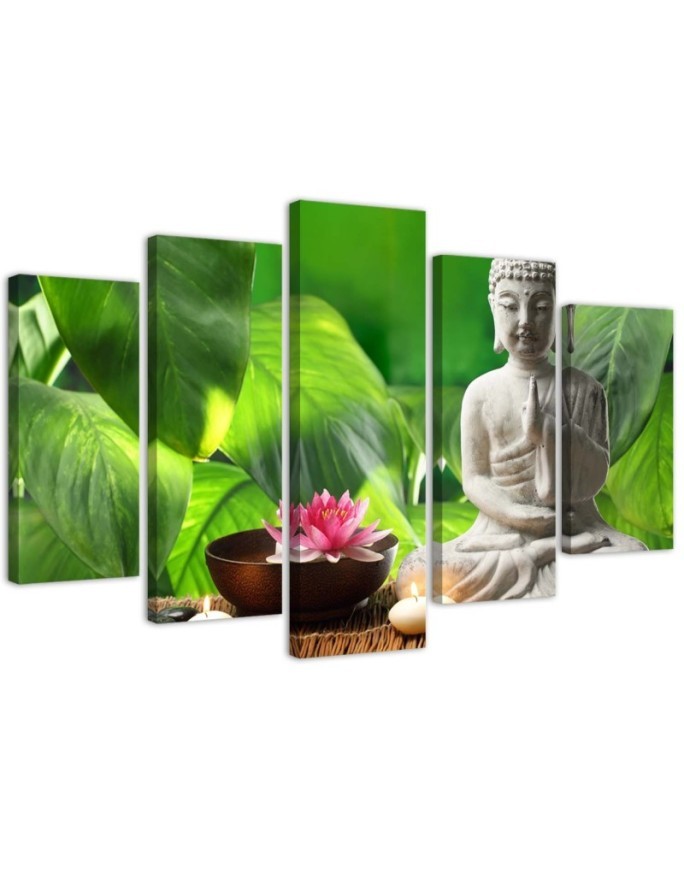 5 Piece Canvas painting Buddha plants nature | FEEBY