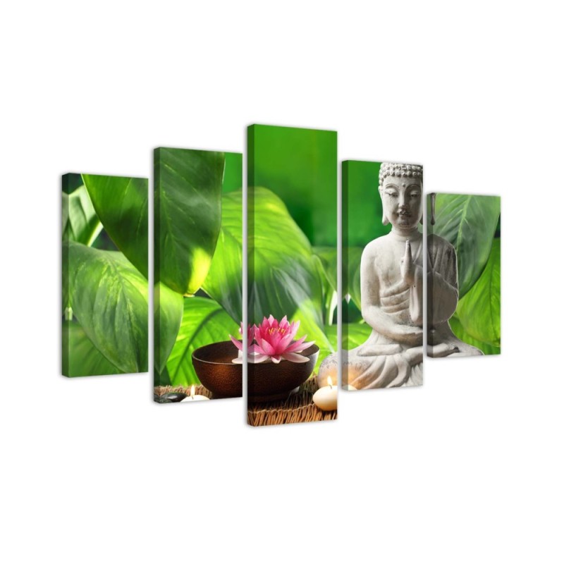 5 Piece Canvas painting Buddha plants nature | FEEBY