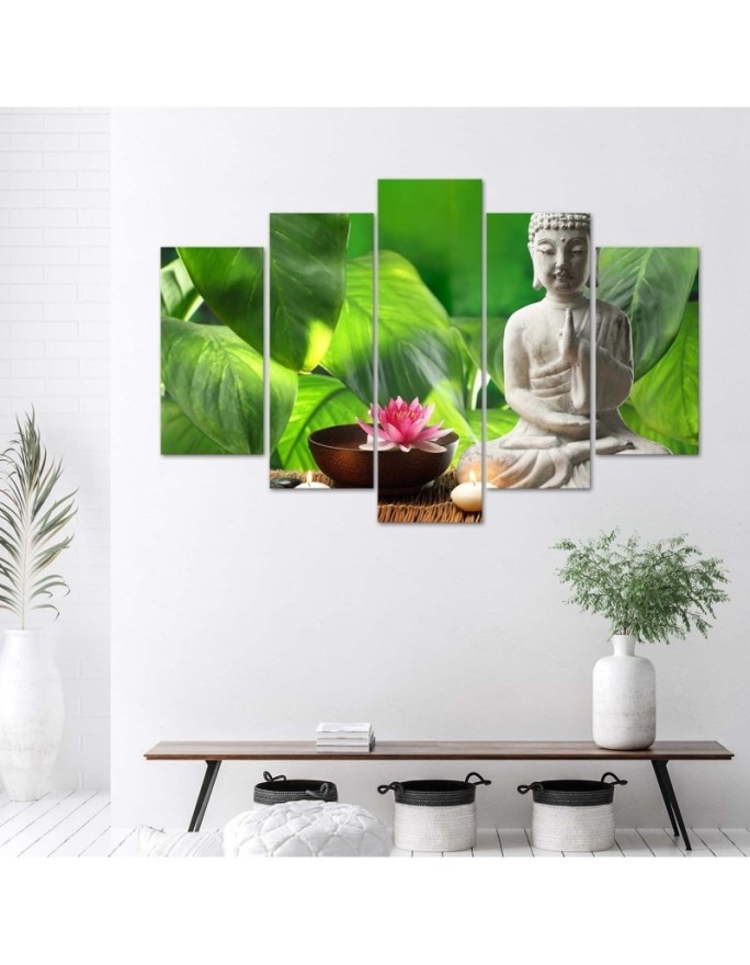 5 Piece Canvas painting Buddha plants nature | FEEBY